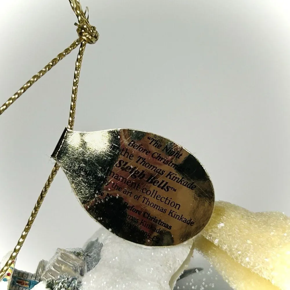 SET OF 3 THOMAS KINKADE SLEIGH BELL ORNAMENTS #8 ASHTON-DRAKE W/ COA NEW 2006